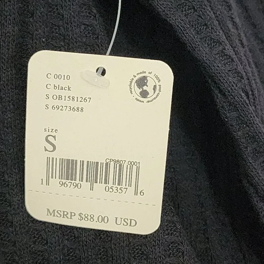 NWT Free People Juicy S Long sleeve Thermal Cowl neck Open Back Sweater Women's